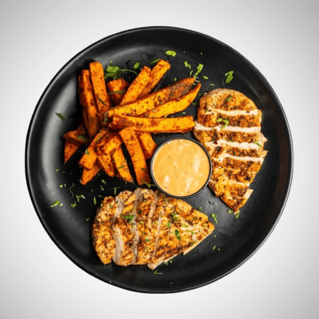 Grilled Chicken w/Baked Sweet Fries